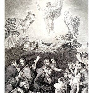 Raphael Transfiguration On The Mount Jesus 1872 Victorian Steel Engraving DWW8C